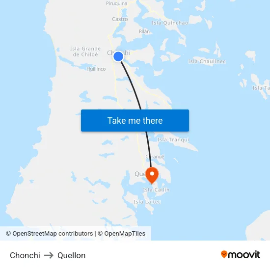 Chonchi to Quellon map