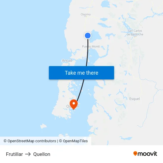 Frutillar to Quellon map