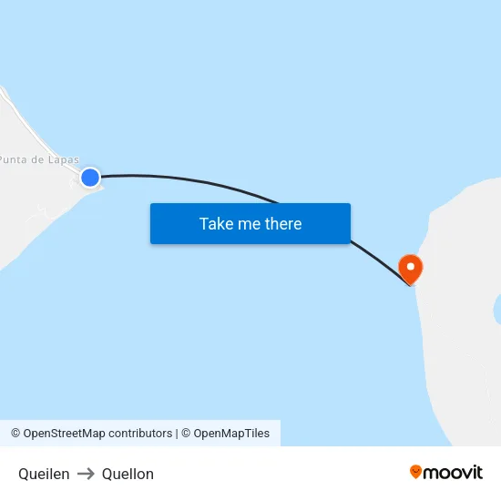Queilen to Quellon map