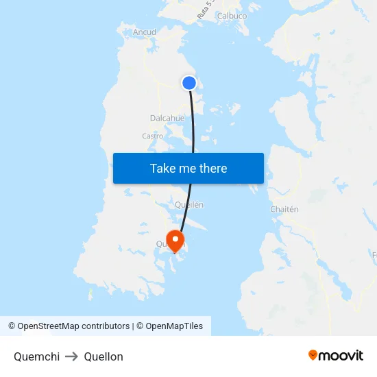 Quemchi to Quellon map