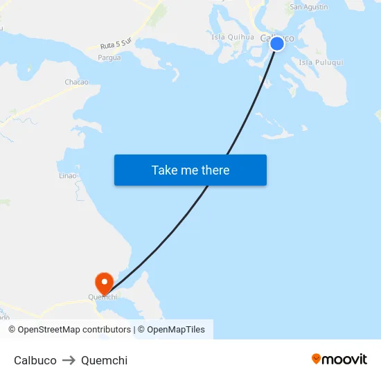 Calbuco to Quemchi map