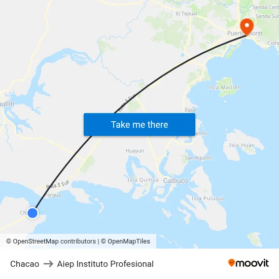 Chacao to Aiep Instituto Profesional map