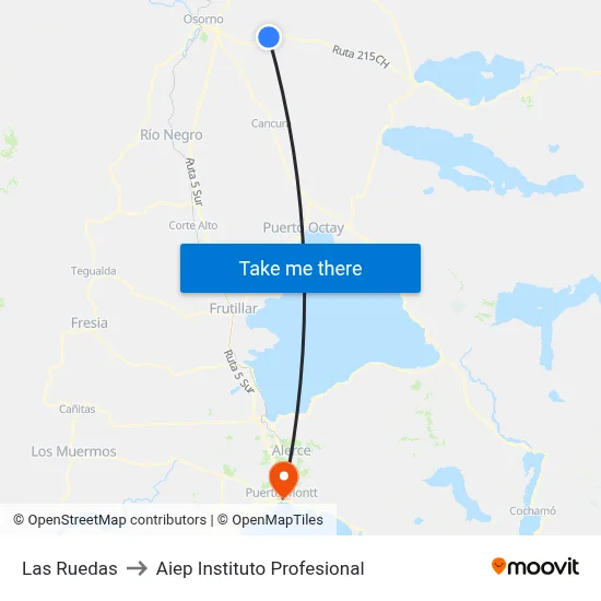 Las Ruedas to Aiep Instituto Profesional map