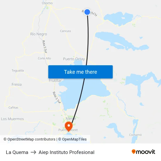 La Quema to Aiep Instituto Profesional map