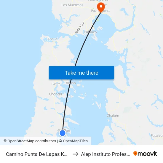 Camino Punta De Lapas Km. 1, 4 to Aiep Instituto Profesional map