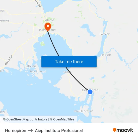 Hornopirén to Aiep Instituto Profesional map