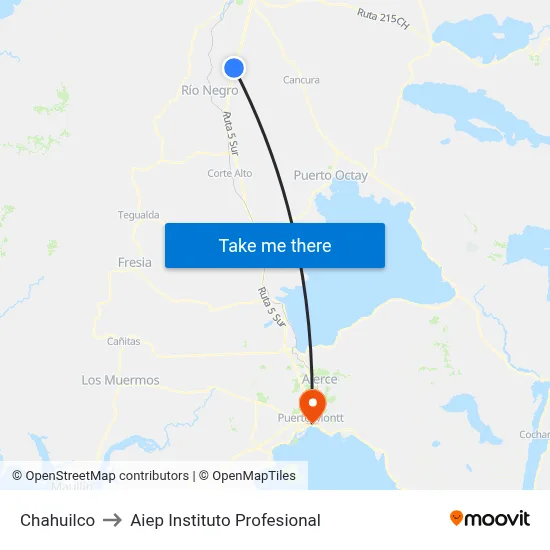 Chahuilco to Aiep Instituto Profesional map