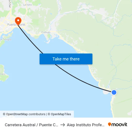 Carretera Austral / Puente Chaicas to Aiep Instituto Profesional map
