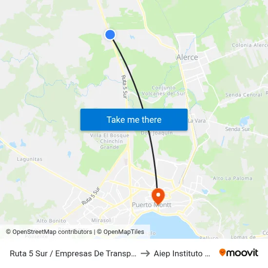 Ruta 5 Sur / Empresas De Transporte J. Bustamante to Aiep Instituto Profesional map
