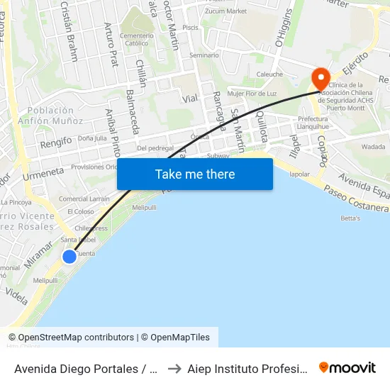 Avenida Diego Portales / Lota to Aiep Instituto Profesional map