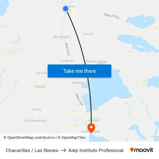 Chacarillas / Las Nieves to Aiep Instituto Profesional map