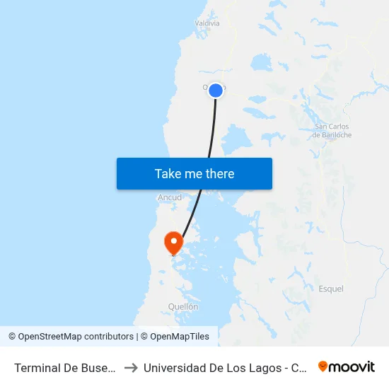 Terminal De Buses Línea 7 to Universidad De Los Lagos - Campus Chiloé map
