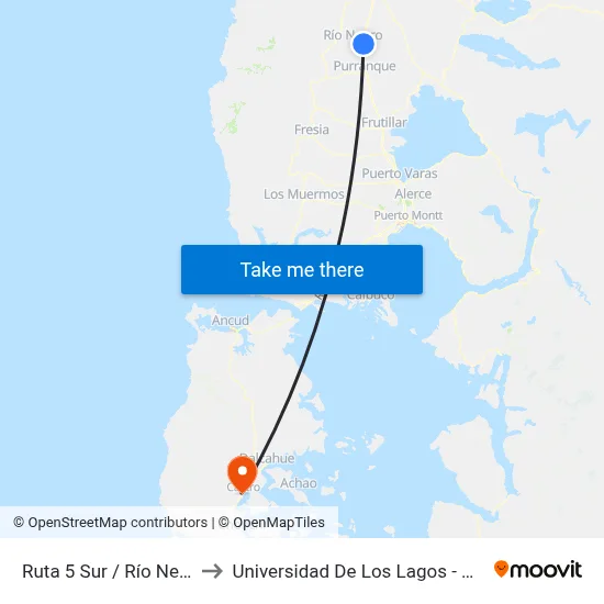 Ruta 5 Sur / Río Negro Medio to Universidad De Los Lagos - Campus Chiloé map