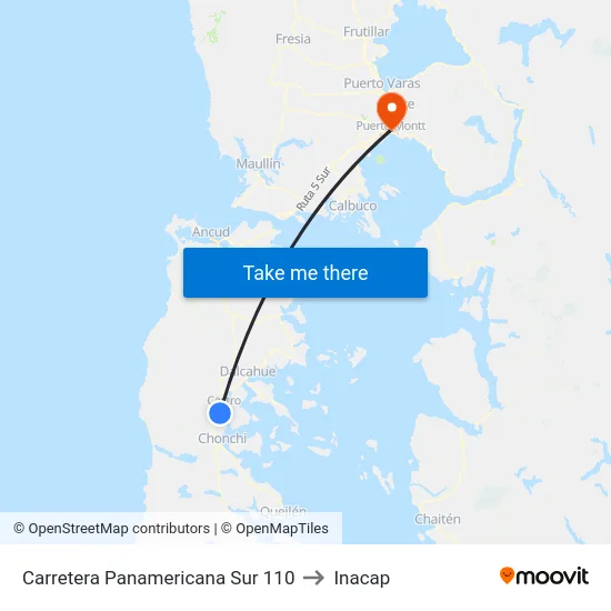 Carretera Panamericana Sur 110 to Inacap map