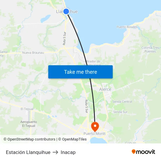 Estación Llanquihue to Inacap map