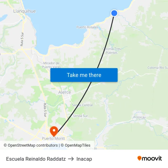 Escuela Reinaldo Raddatz to Inacap map