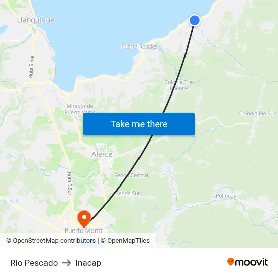 Río Pescado to Inacap map
