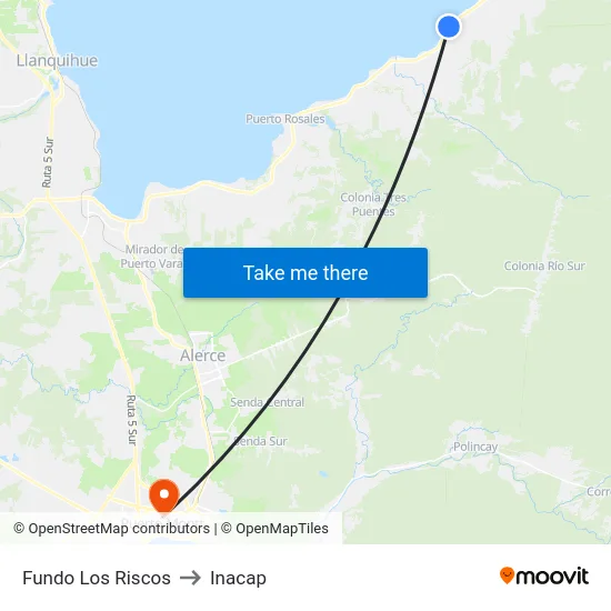 Fundo Los Riscos to Inacap map
