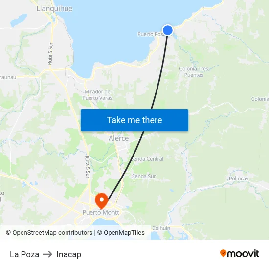 La Poza to Inacap map