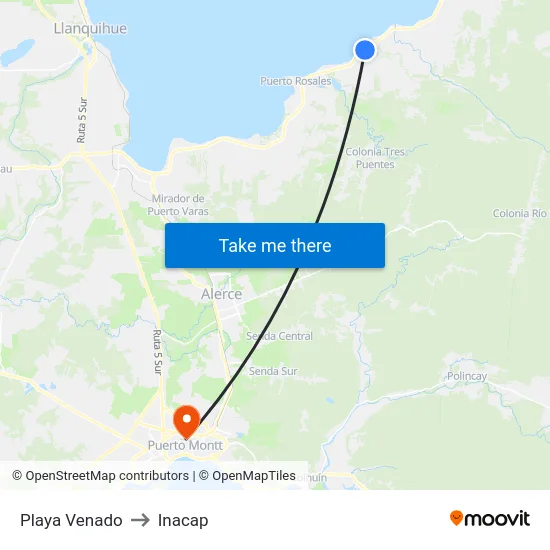 Playa Venado to Inacap map