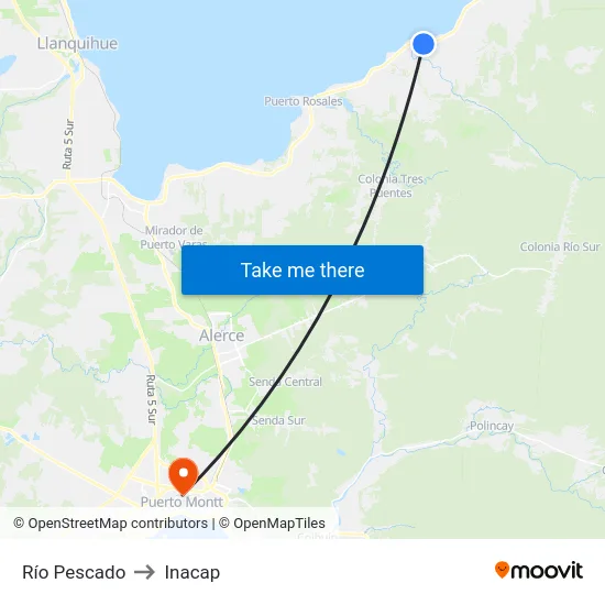 Río Pescado to Inacap map