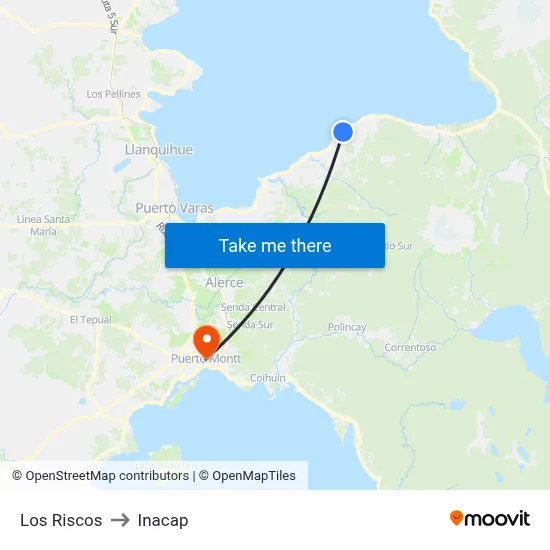 Los Riscos to Inacap map