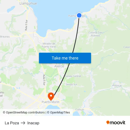 La Poza to Inacap map