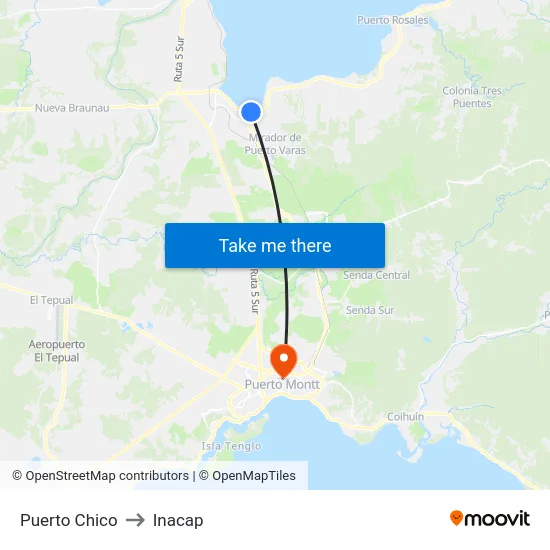 Puerto Chico to Inacap map