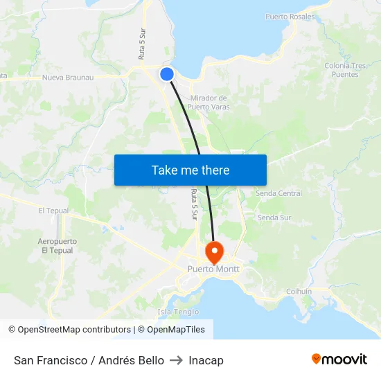 San Francisco / Andrés Bello to Inacap map