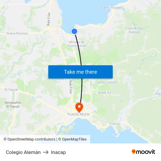 Colegio Alemán to Inacap map