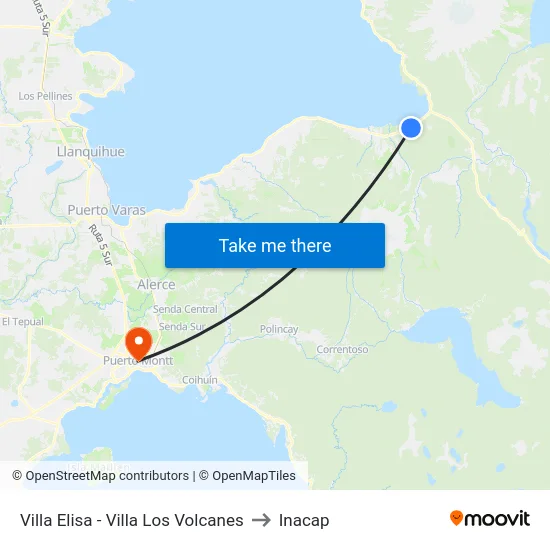 Villa Elisa - Villa Los Volcanes to Inacap map