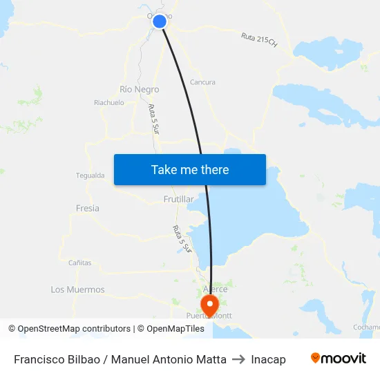 Francisco Bilbao / Manuel Antonio Matta to Inacap map