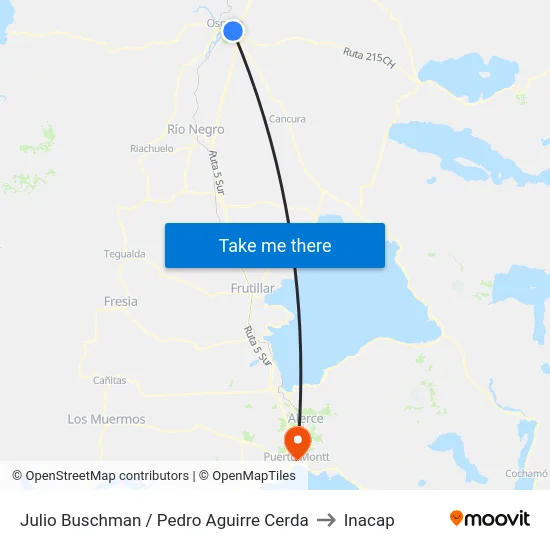 Julio Buschman / Pedro Aguirre Cerda to Inacap map