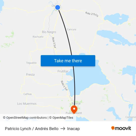 Patricio Lynch / Andrés Bello to Inacap map
