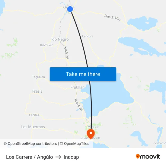 Los Carrera / Angúlo to Inacap map