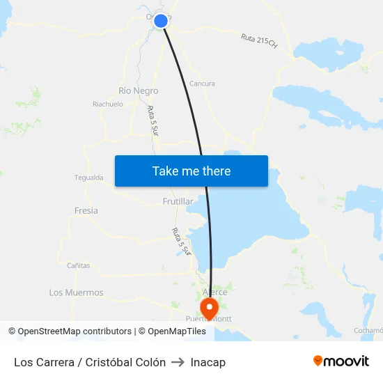 Los Carrera / Cristóbal Colón to Inacap map