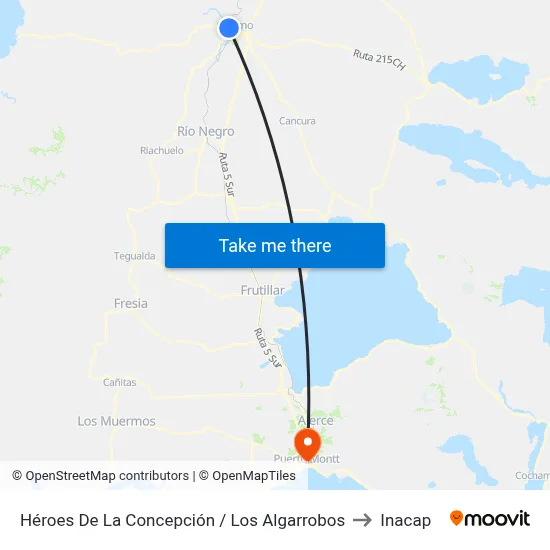 Héroes De La Concepción / Los Algarrobos to Inacap map