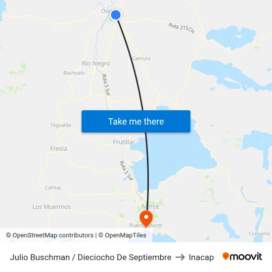 Julio Buschman / Dieciocho De Septiembre to Inacap map