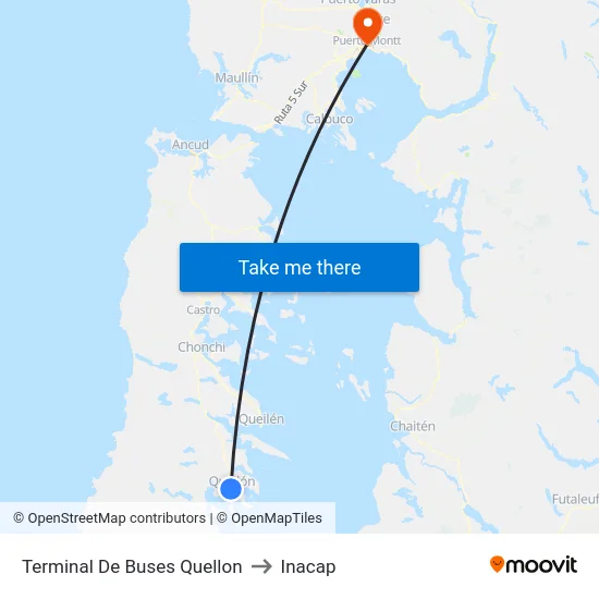 Terminal De Buses Quellon to Inacap map