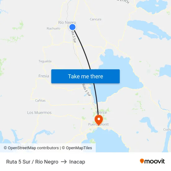 Ruta 5 Sur / Río Negro to Inacap map