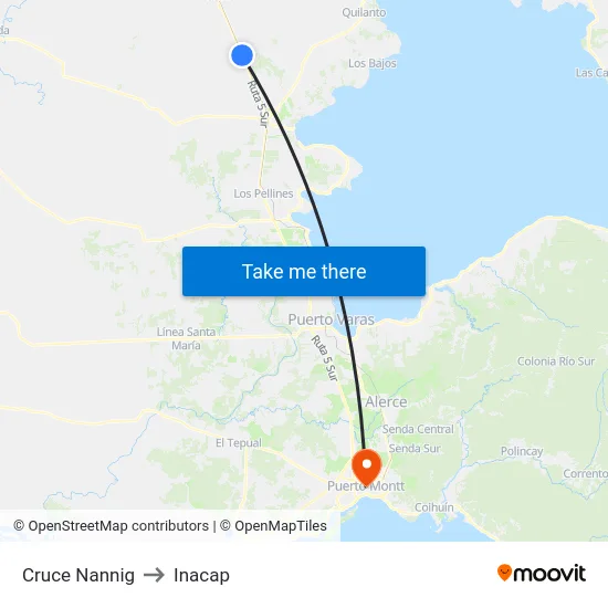 Cruce Nannig to Inacap map