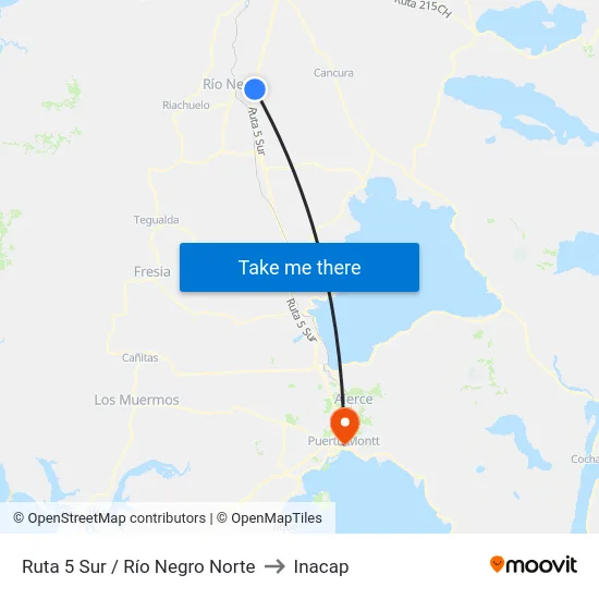 Ruta 5 Sur / Río Negro Norte to Inacap map
