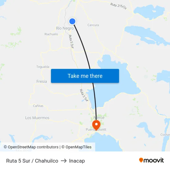 Ruta 5 Sur / Chahuilco to Inacap map