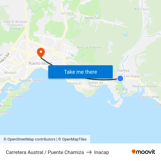 Carretera Austral / Puente Chamiza to Inacap map