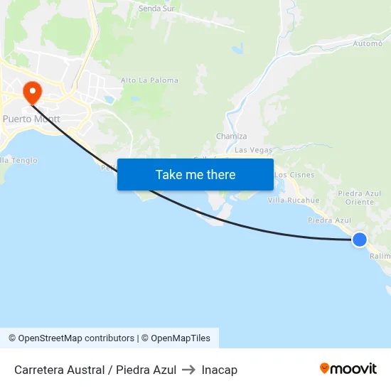 Carretera Austral / Piedra Azul to Inacap map