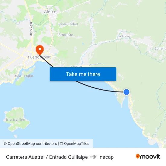 Carretera Austral / Entrada Quillaipe to Inacap map