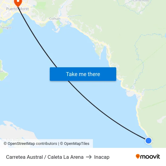 Carretea Austral / Caleta La Arena to Inacap map