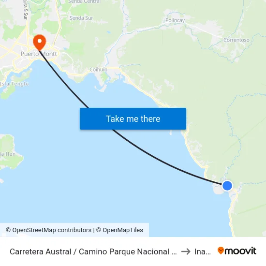 Carretera Austral / Camino Parque Nacional Alerce Andino to Inacap map