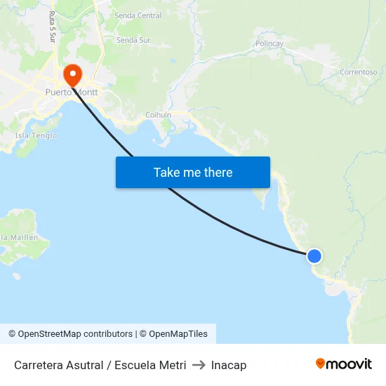 Carretera Asutral / Escuela Metri to Inacap map