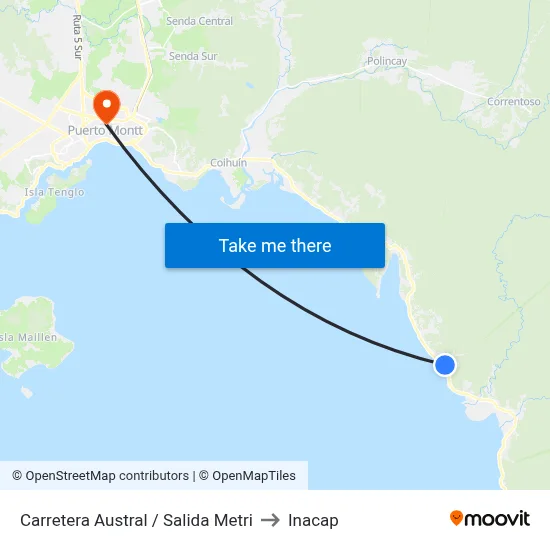 Carretera Austral / Salida Metri to Inacap map